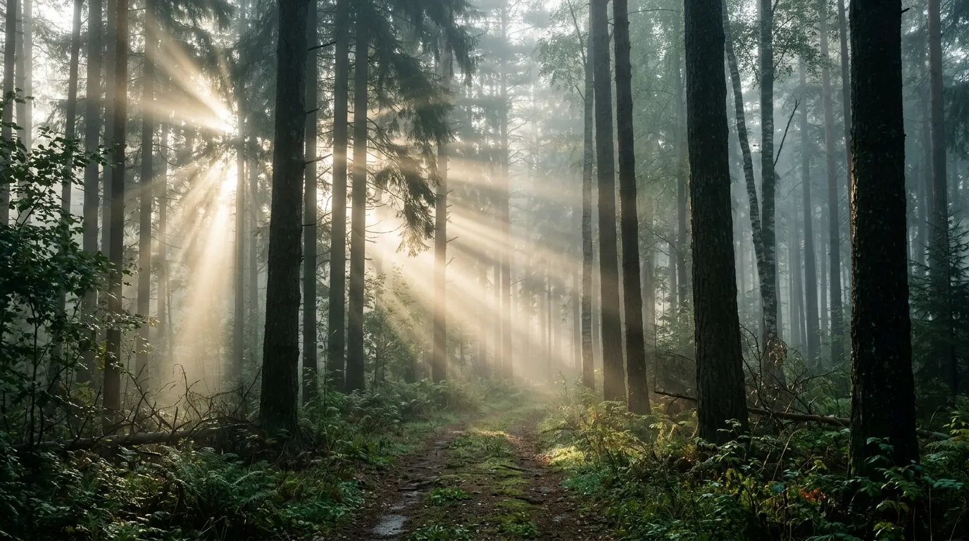 Morning Mist background — Romans 8:1