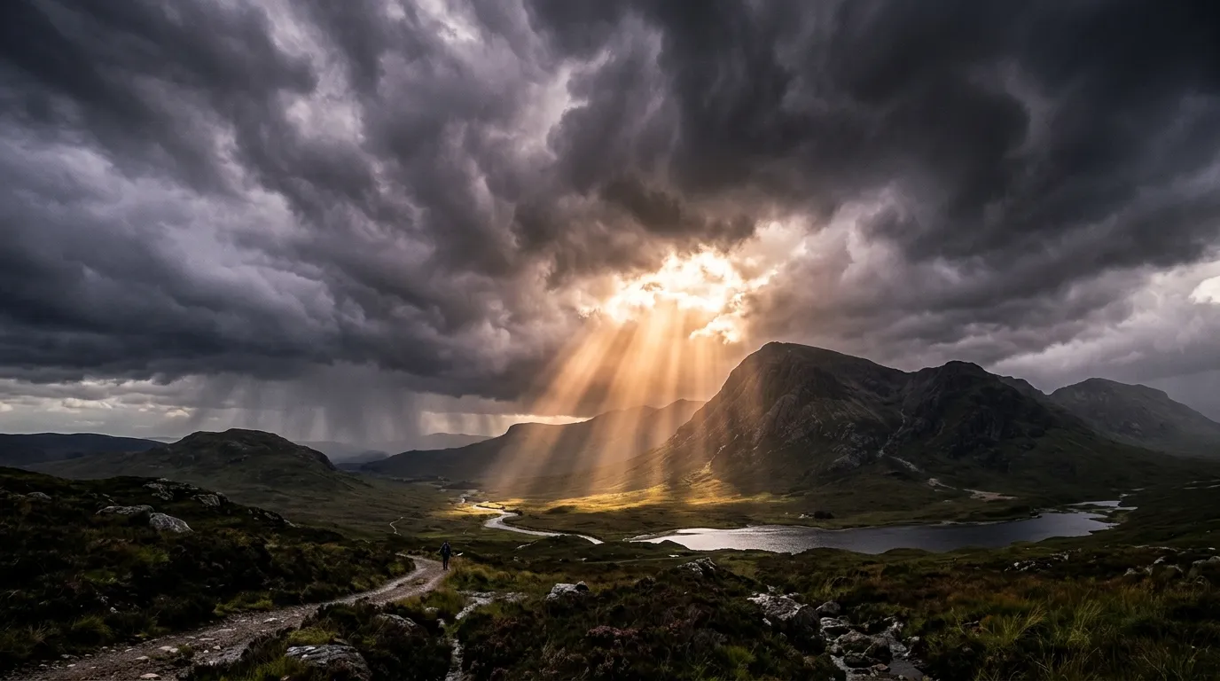 Sunbeams background — 1 Corinthians 13:4-7