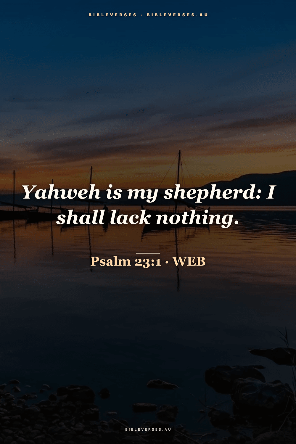 Psalm 23:1 Bible verse phone wallpaper on a Sea of Galilee background — free HD download from bibleverses.au